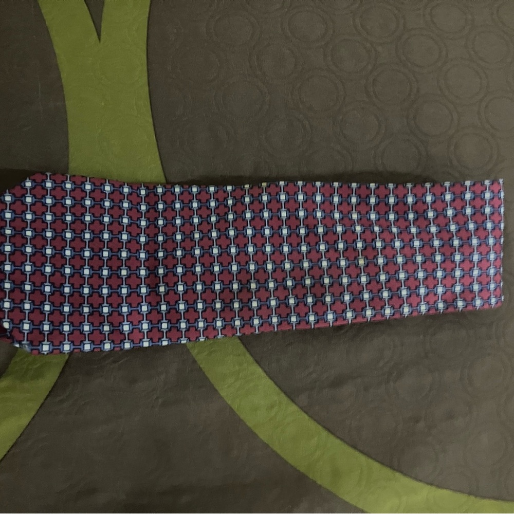 Hermes Red and Blue Patterned Tie